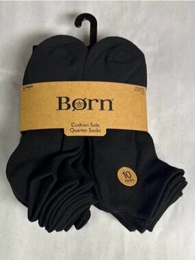 New Born Socks Women’s 10 Pack Black Cushion Sole Quarter Socks Casual Preppy